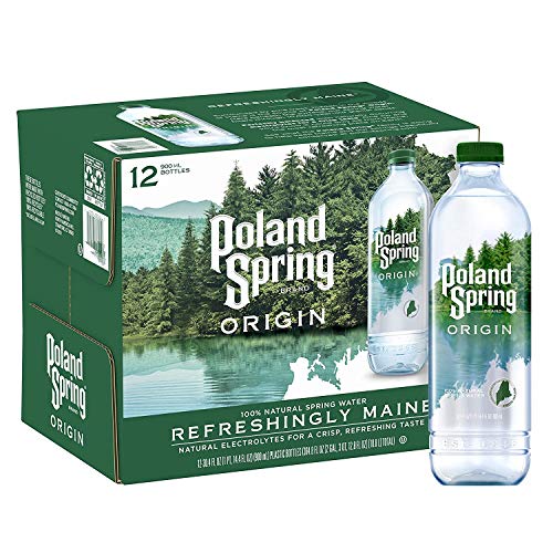 100% Natural Spring Water, 900mL Recycled Plastic Bottle (12 Pack), 30.4 Fl Oz, 1 Pack of 12