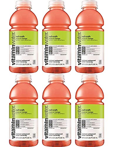 Vitamin Water Refresh Tropical Mango 20 Oz Bottle (Pack of 6, Total of 120 Oz
