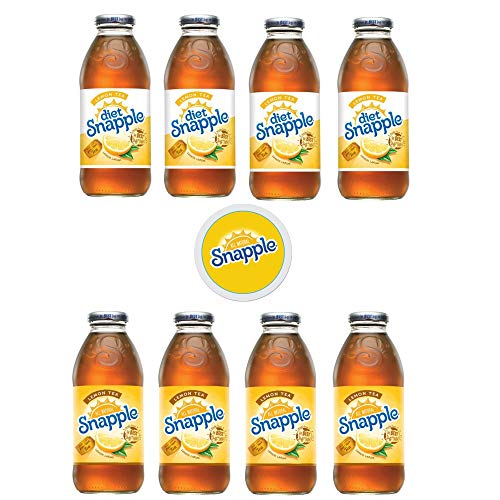Snapple Iced Tea, 16oz Bottle (Pack of 8, Total of 128 Fl Oz) sticker included (4 Diet Lemon Tea4 Lemon Tea)