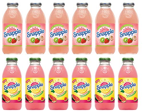 LUV-BOX Variety SNAPPLE Juice Drink pack , pack of 12 , 16 fl oz , KIWI STRAWBERRY , WATERMELON LEMONADE