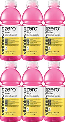 Vitamin Water Zero, Strawberry Lemonade - Shine, 20oz Bottle (Pack of 6, Total of 120 Oz)