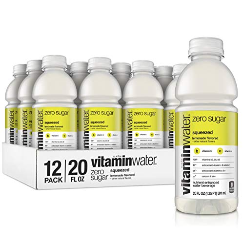vitaminwater electrolyte enhanced water w vitamins, zero squeezed lemonade, 20 fl. oz (Pack of 12)