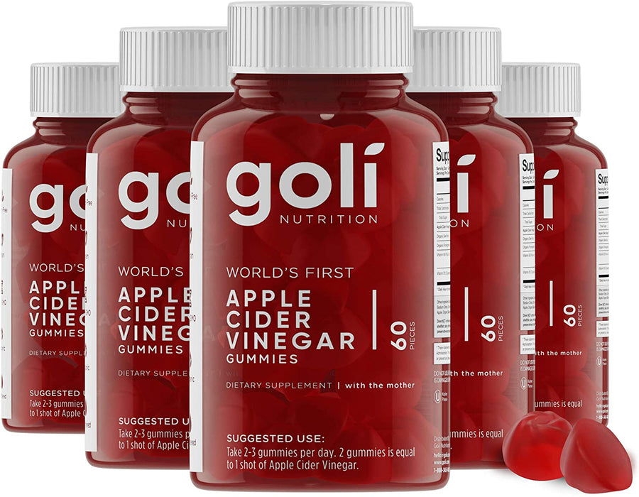 Goli Nutrition Apple Cider Vinegar Gummies, 60 ct (5 PACK)
