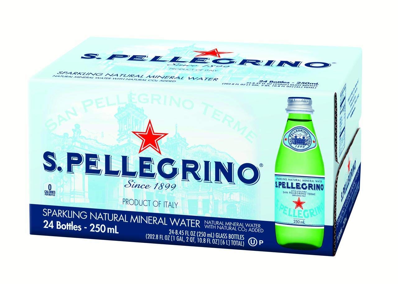 San Pellegrino Sparkling Natural Mineral Water, 8.45oz Glass Bottle, 24 Pack