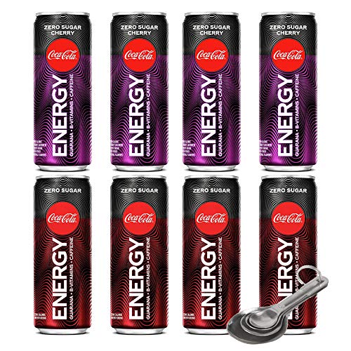 [Pack of 8][Free Measuring Spoon] Coke Coca-Cola Energy Zero Sugar Drink Bundle (Original + Cherry) - 12 Fl Oz