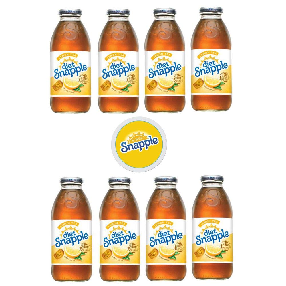 Snapple Iced Tea, 16oz Bottle (Pack of 8, Total of 128 Fl Oz) sticker included (8 Diet Lemon Tea)