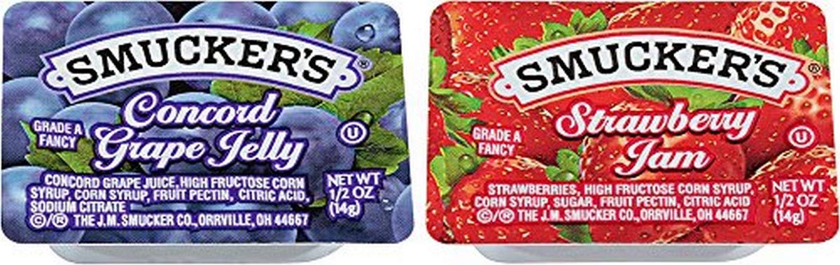 Smucker's Grape & Strawberry Jelly, 1/2 oz, 200 Count