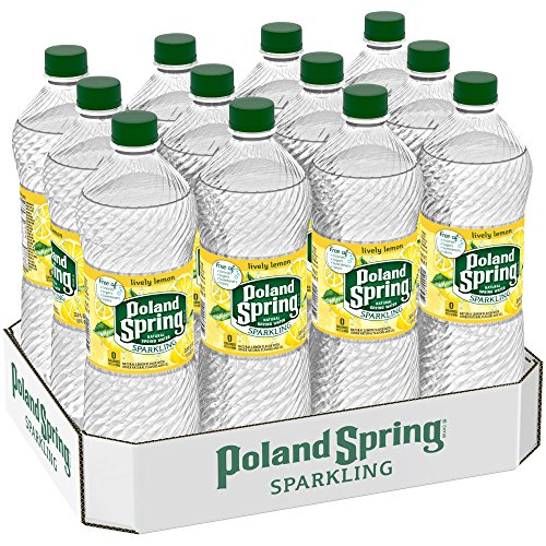 Poland Spring Sparkling Water (Lemon- 33.8 Oz. 1 Liter) - Pack of 12