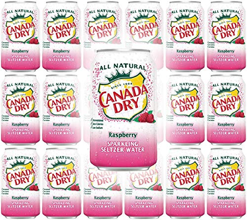 Canada Dry Raspberry Sparkling Seltzer Water, 12oz Can (Pack of 18, Total of 216 Oz)