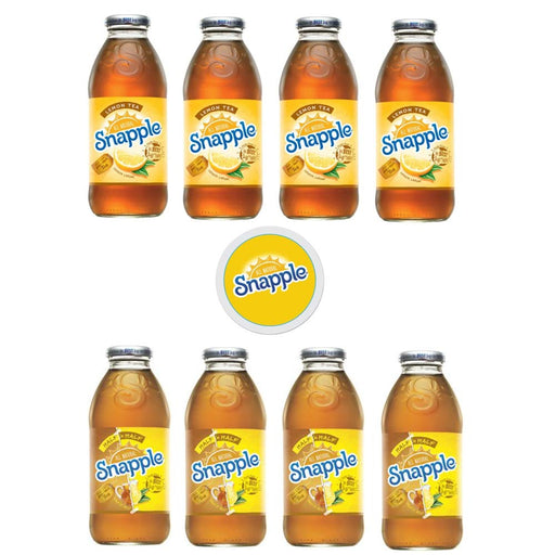 Snapple Iced Tea, 4 Lemon Tea/4 Half 'n Half, 16oz Bottle (Pack of 8, Total of 128 Fl Oz) sticker included