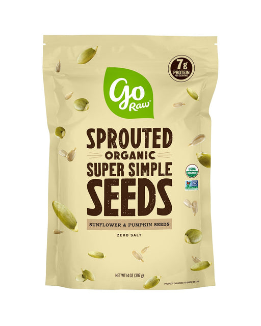Go Raw Unsalted Sunflower & Pumpkin Seeds Mix, Sprouted & Organic, 14 oz. Bag | Keto | Vegan | Gluten Free Snacks | Superfood Unsalted Mix