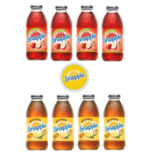 Snapple Iced Tea, 16oz Bottle (Pack of 8, Total of 128 Fl Oz) sticker included (4 Snapple Apple/4 Lemon Tea)