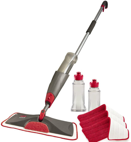 Rubbermaid Reveal Spray Mop Floor Cleaning Kit, Bundles: 1 Mop, 3 Multi Surface Microfiber Wet Mopping Pads, 2 Refillable Bottles (1892663)