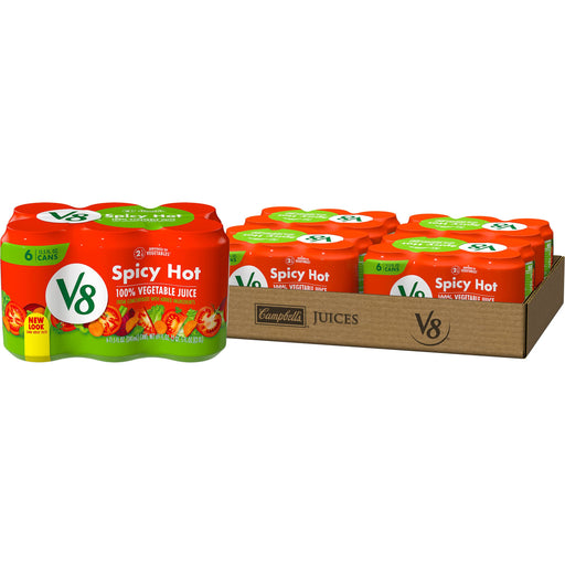 V8 Spicy Hot 100% Vegetable Juice, Vegetable Blend with Tomato Juice, 11.5 FL OZ Can (4 Packs of 6)