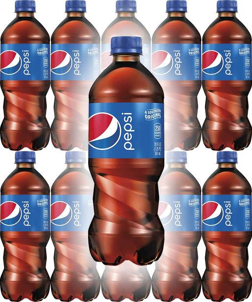 Pepsi Soda, 20oz Bottle (Pack of 10, Total of 200 Fl Oz)