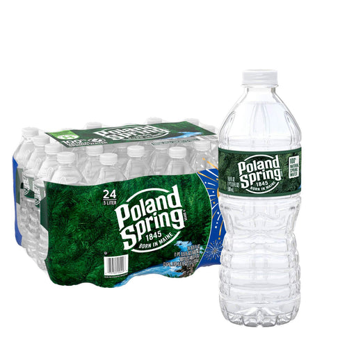 Poland Spring Brand 100% Natural Spring Water, 16.9 oz Plastic Bottles (Pack of 24)