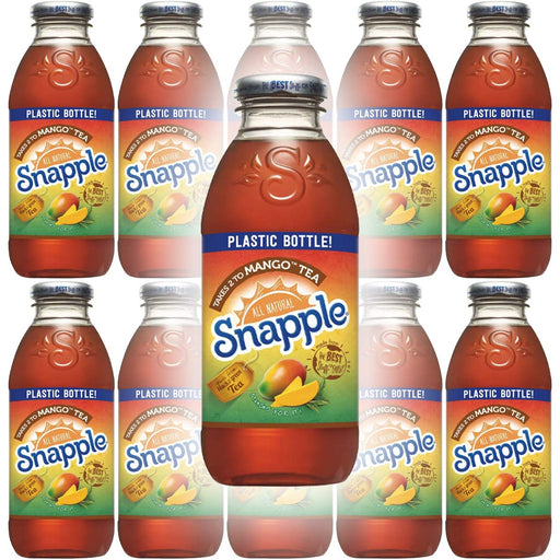Snapple Mango Tea, All Natural, Made From Black And Green Tea, 16oz Bottle (Pack of 10, Total of 160 Fl Oz)
