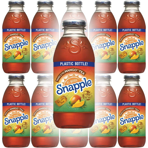 Snapple Mango Tea, All Natural, Made From Black And Green Tea, 16oz Bottle (Pack of 10, Total of 160 Fl Oz)