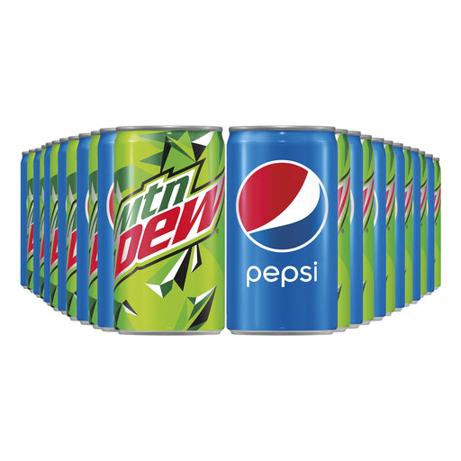 Pepsi and Mtn Dew Mini Can Variety Pack, 7.5 oz Cans, 24 Count(Packaging may vary)