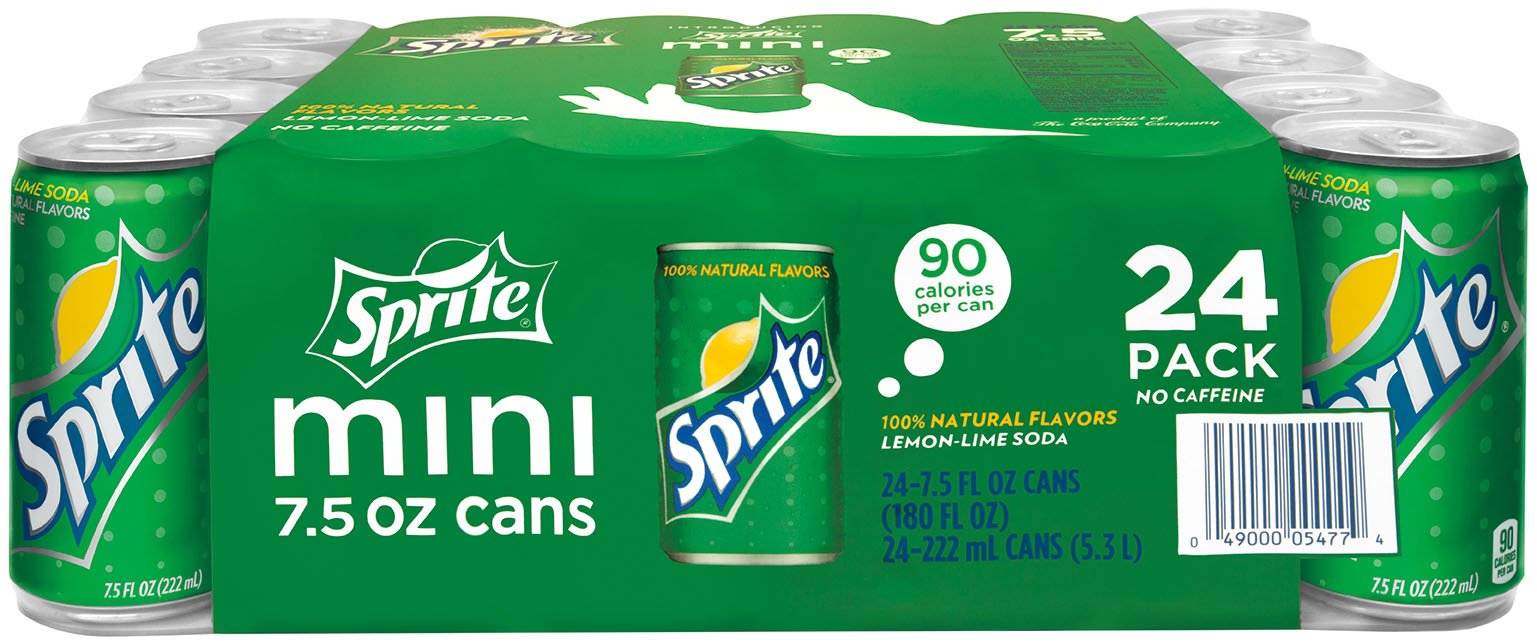 Sprite Mini-Cans, 7.5 fl oz (Pack of 24) Lemon-lime 7.5 Fl Oz (Pack of 24)