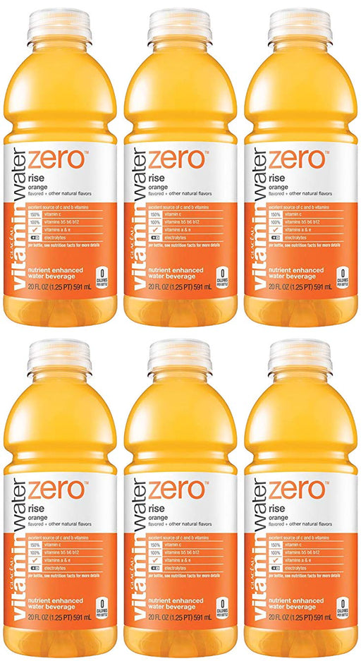 Vitamin Water Zero, Orange - Rise, 20oz Bottle (Pack of 6, Total of 120 Oz)