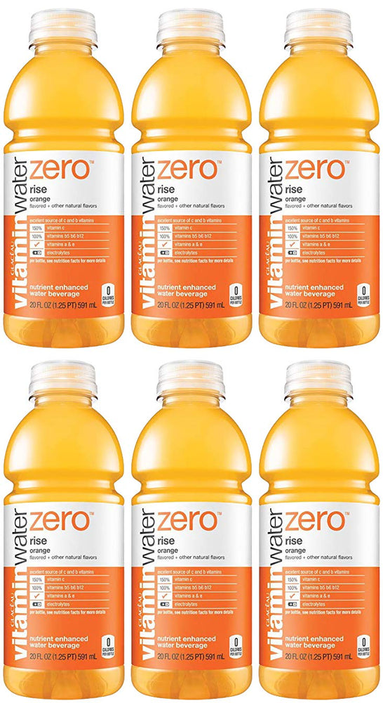 Vitamin Water Zero, Orange - Rise, 20oz Bottle (Pack of 6, Total of 120 Oz)