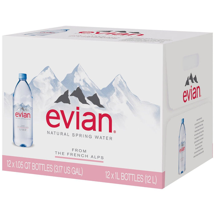 Evian Natural Spring Water 1 L, 12 pk. A1 33.81 Fl Oz (Pack of 12)