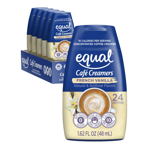 EQUAL CafA© Coffee Creamers French Vanilla, Low-Calorie Coffee Creamer, 1.62 Ounce (Pack of 6) Vanilla (Pack of 6)