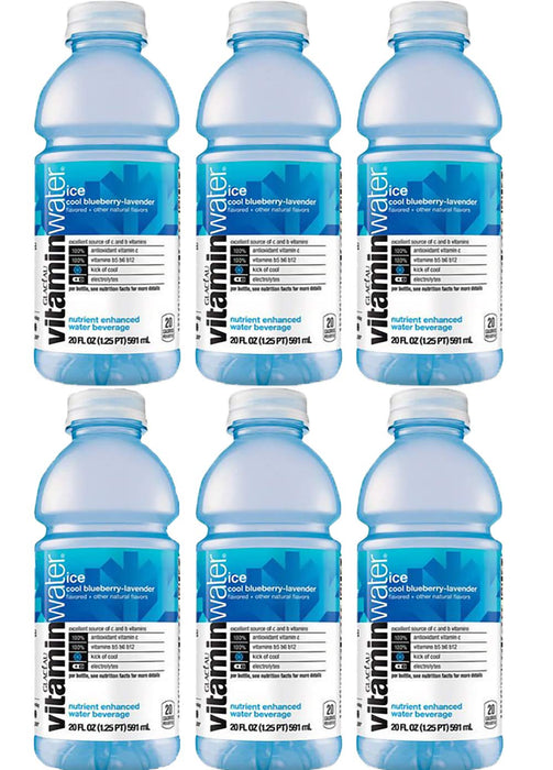 Vitamin Water Ice Cool Blueberry Lavender 20 Oz Bottle (Pack of 6, Total of 120 Oz)