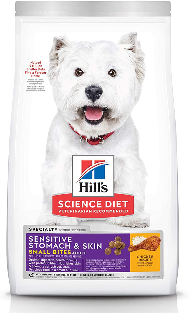 Hill's Science Diet Dry Dog Food, Adult, Sensitive Stomach and Skin, Small Bites, Chicken Recipe