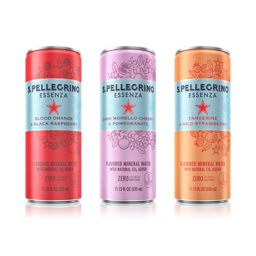 S.Pellegrino Essenza Variety Pack - Blood Orange, Dark Morello Cherry, Wild Strawberry ,11.15 Fl. Oz (Pack of 24)