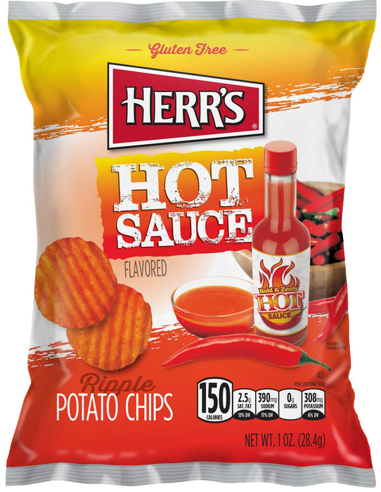 Herr's Hot Sauce Ripples Potato Chips 1 Oz (Pack of 7) 1 Ounce (Pack of 7)