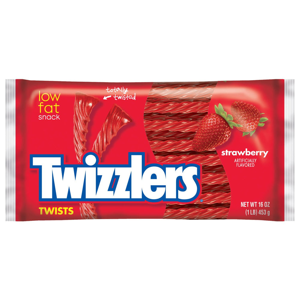 TWIZZLERS Twists, Strawberry Flavored Licorice Candy, 16 Ounce Bag (Pack of 6)