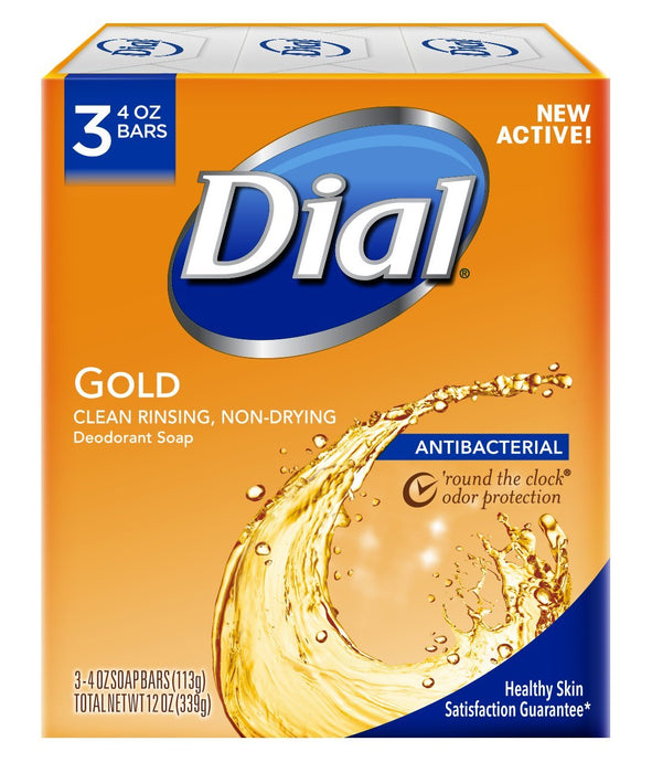 Dial Antibacterial Deodorant Bar Soap, Gold, 4 Ounce, 3 Total Bars