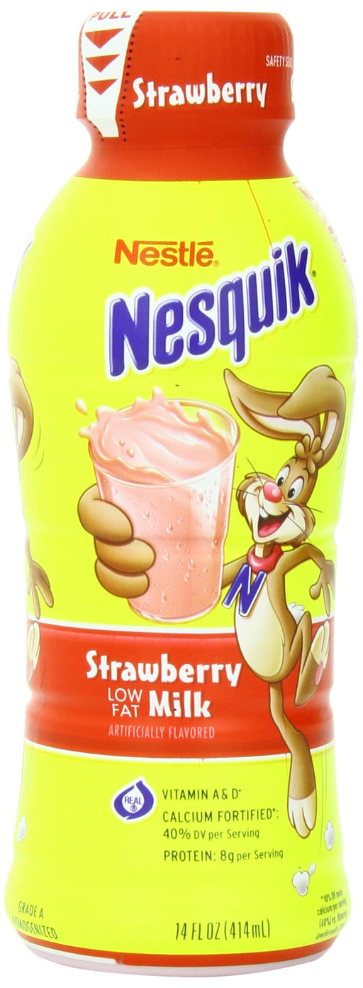Nestle Nesquik Low Fat 1% Milk, Strawberry, 14 Ounce (Pack of 12) Strawberry 14 Fl Oz (Pack of 12)