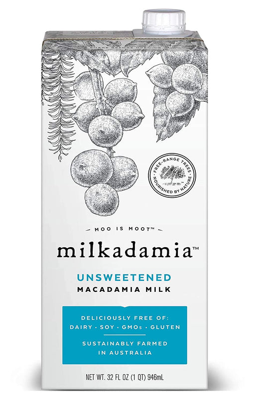 Milkadamia Unsweetened Macadamia Milk (32 oz., 6 Count) - Keto, Dairy Free, Vegan, Sugar Free