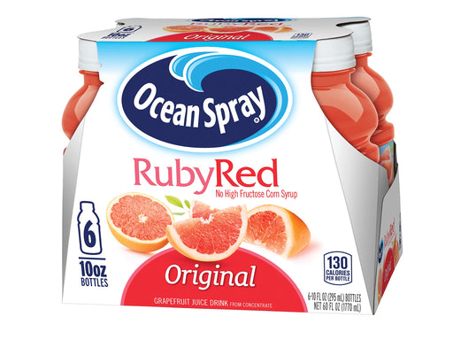 Ocean Spray Ruby Grapefruit Juice Drink, 10 Ounce Bottle (Pack of 6) Grapefruit 10 Ounce (Pack of 6)