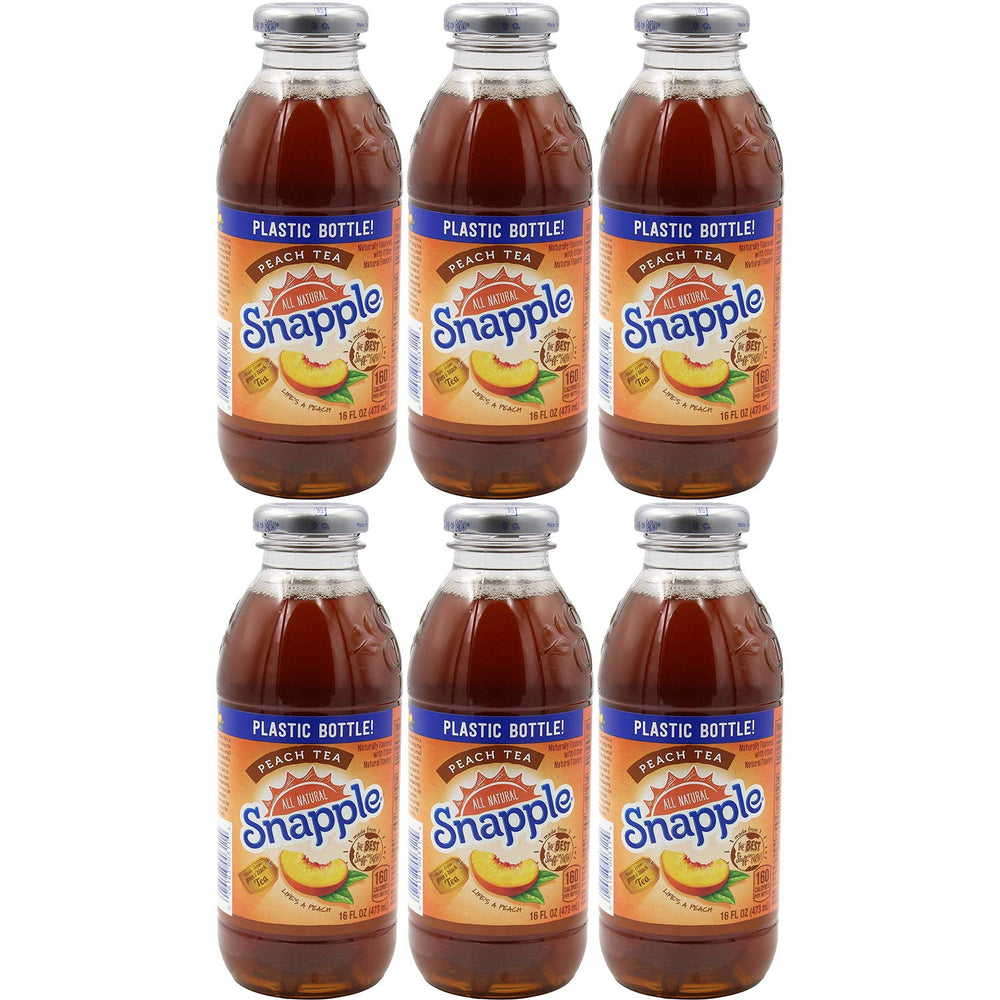 Snapple Peach Tea, All Natural, 16oz Bottle (Pack of 6, Total of 96 Fl Oz)