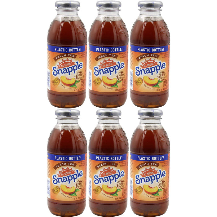 Snapple Peach Tea, All Natural, 16oz Bottle (Pack of 6, Total of 96 Fl Oz)