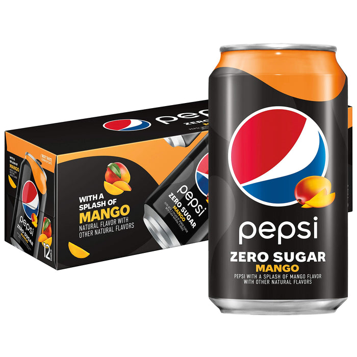 Pepsi, Zero Sugar 12oz Cans 12 Pack, Mango