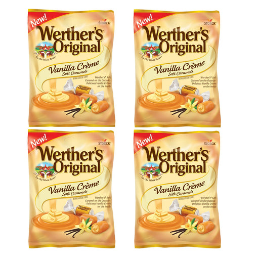 Werther's Original Vanilla Creme Soft Caramels, 4.51 Oz Pack of 4 Vanilla 4.51 Ounce (Pack of 4)
