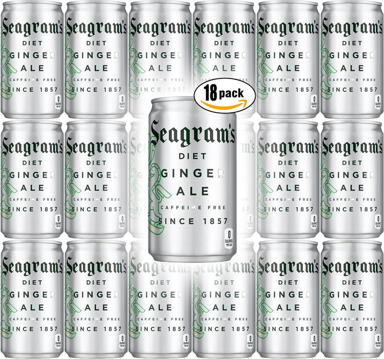 Seagram's Diet Ginger Ale, 7.5 Fl Oz Mini Can (Pack of 18, Total of 135 Oz) Ginger 7.5 Fl Oz (Pack of 18)