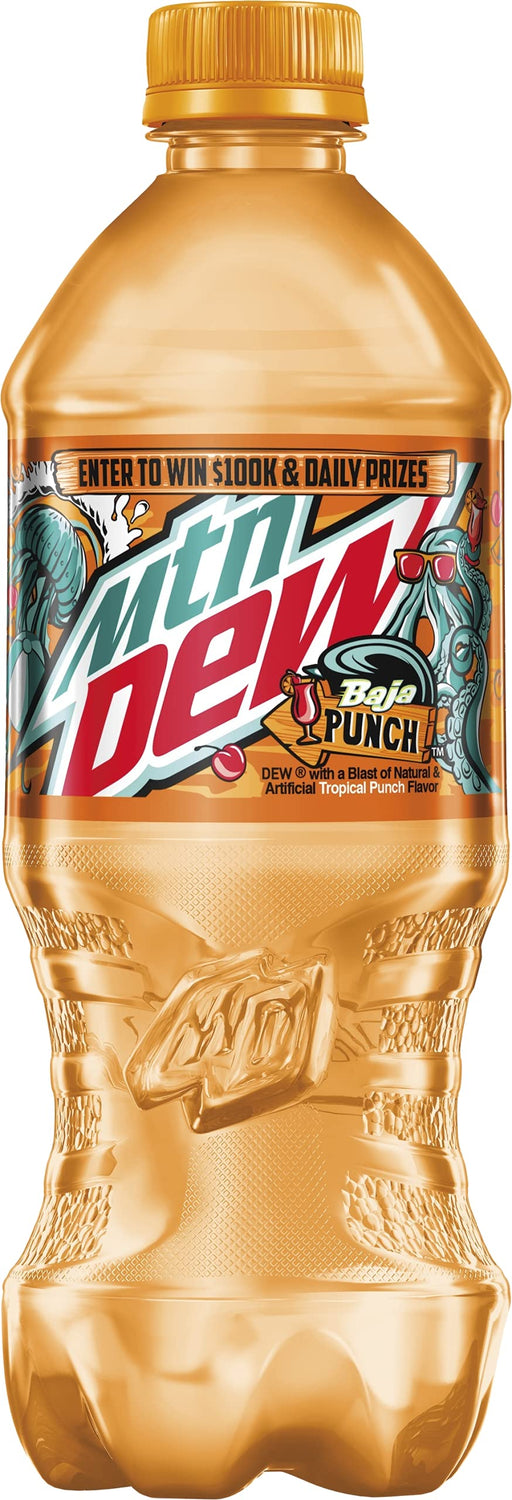 Mountain Dew Baja Punch 20 ounce Bottles - Limited Edition MTN (Pack of 16), 320 FL OZ