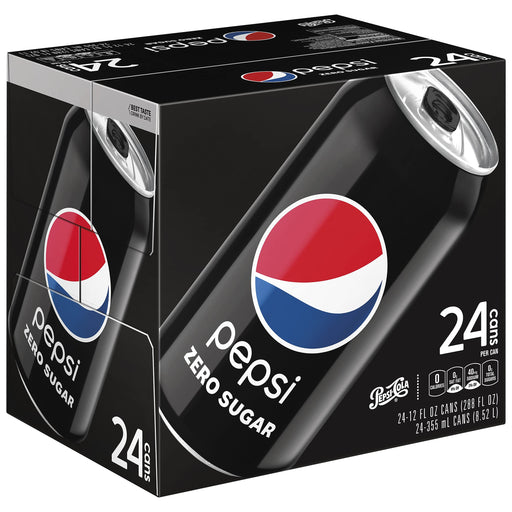 Pepsi Zero Sugar, Zero Calories, 12oz Cans (24 Pack)