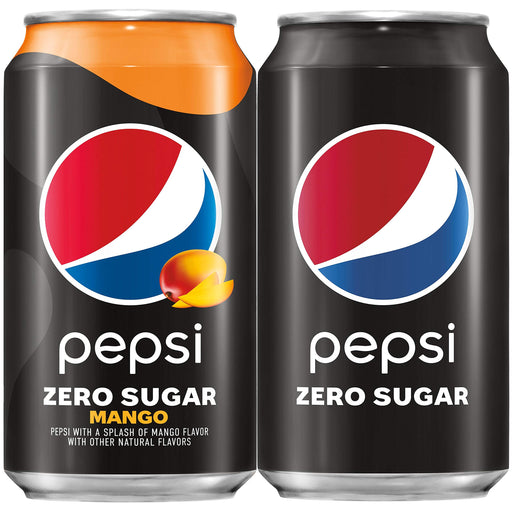 Pepsi Zero Sugar Flavors Variety Pack, Original, Mango, 12oz Cans (18 Pack)