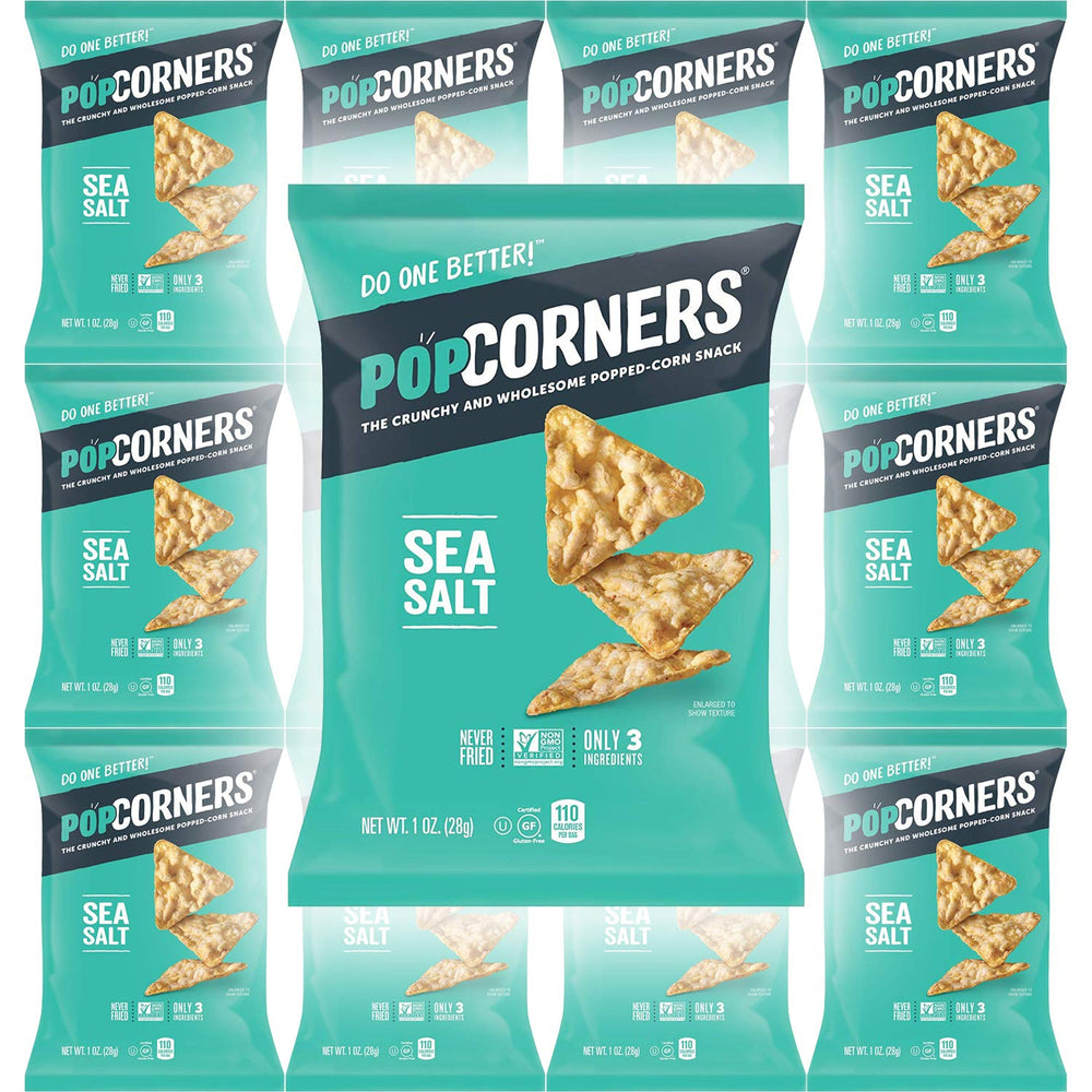 Popcorners Salt of the Earth, Crispy and Crunchy Popped Corn Chips, Gluten-Free Snack, 1oz Bag (Pack of 12, Total of 12 Oz)