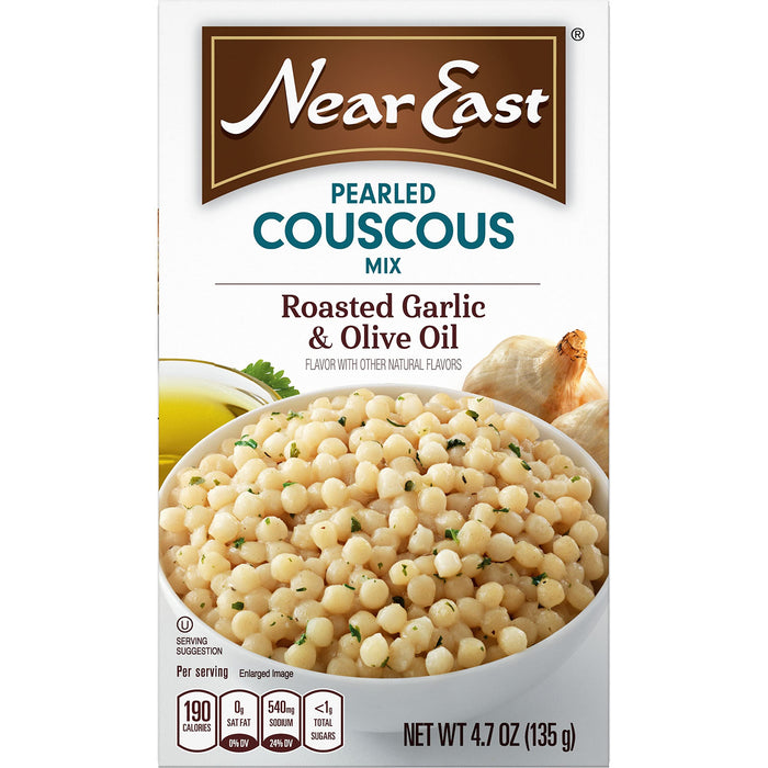 Near East Oil Pearled Couscous, Roasted Garlic & Olive, 4.7 Ounce, Pack of 12 (Package May Vary)