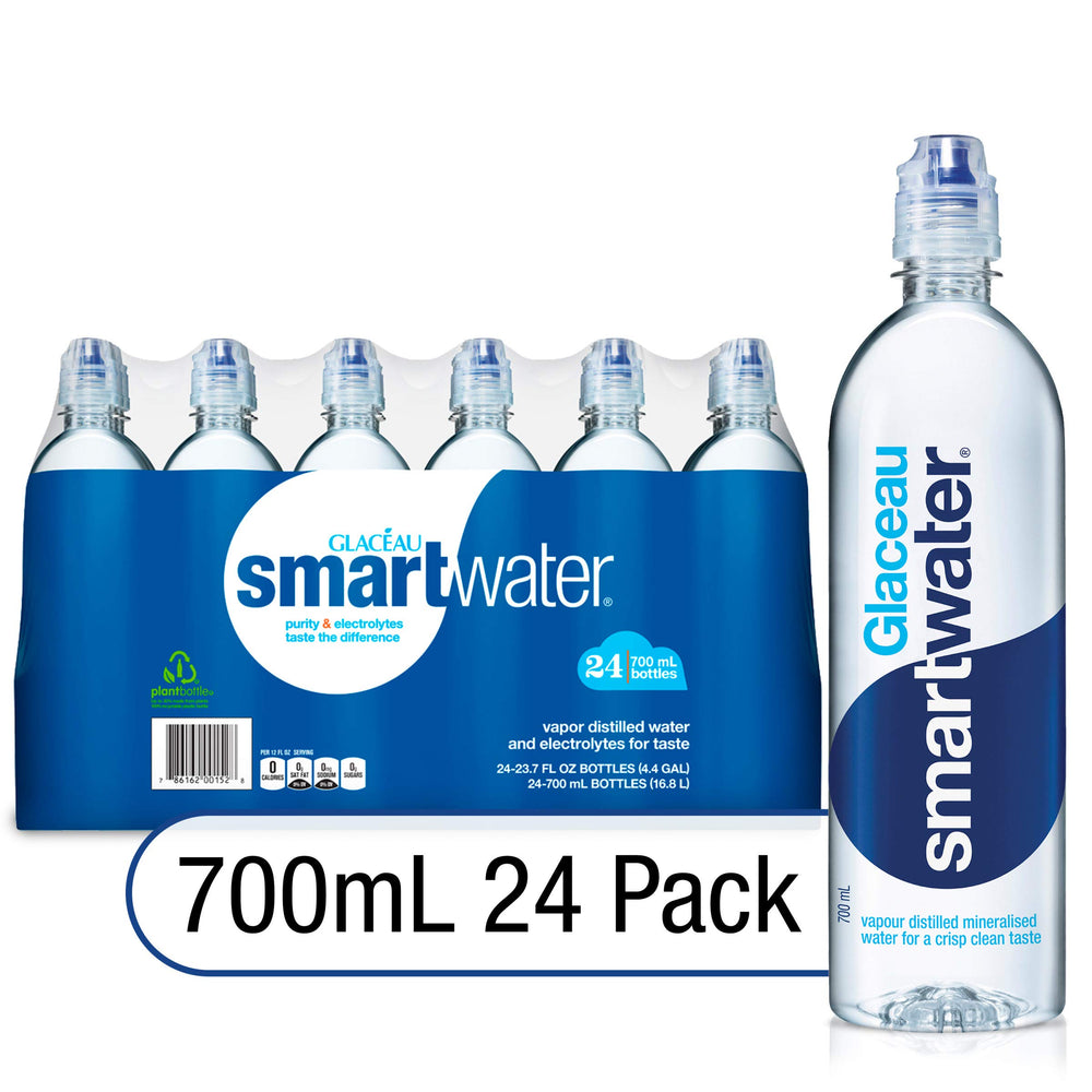 smartwater Smart Water Sports Cap, 700ml, 24 Pack, 23.7 Fl Ounce (Pack of 24)