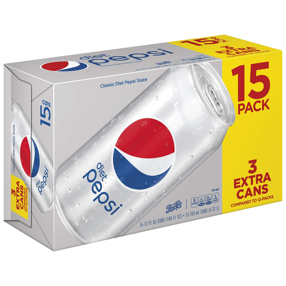 Diet Pepsi, 12oz Cans (15 Pack) Diet Pepsi 12 Fl Oz (Pack of 15)