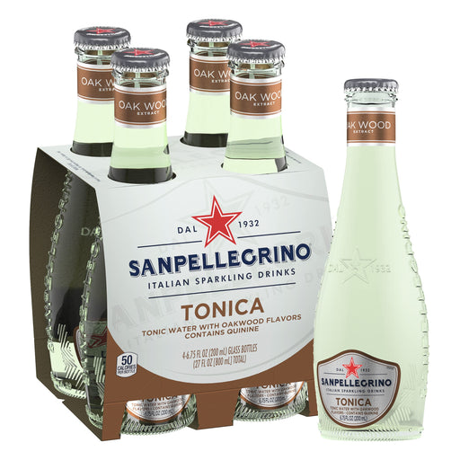 Sanpellegrino Italian Sparkling Drink, Tonica Oakwood Flavor Mixer, Tonic Water, 6.75 Fl. Oz., Glass Bottles, (Pack of 4)